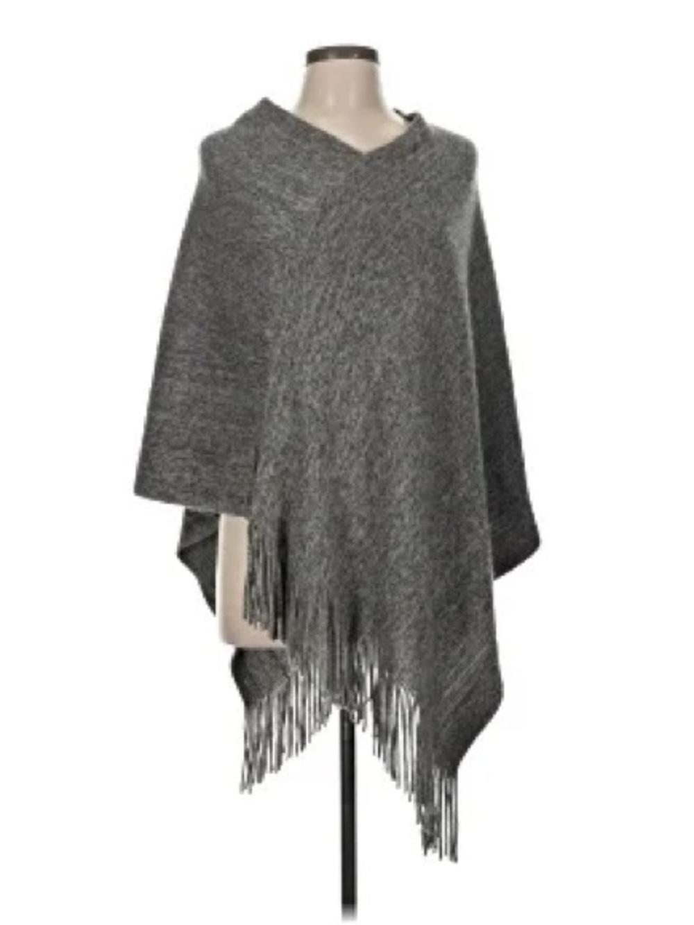 Riah Soft Gray Fringe Poncho